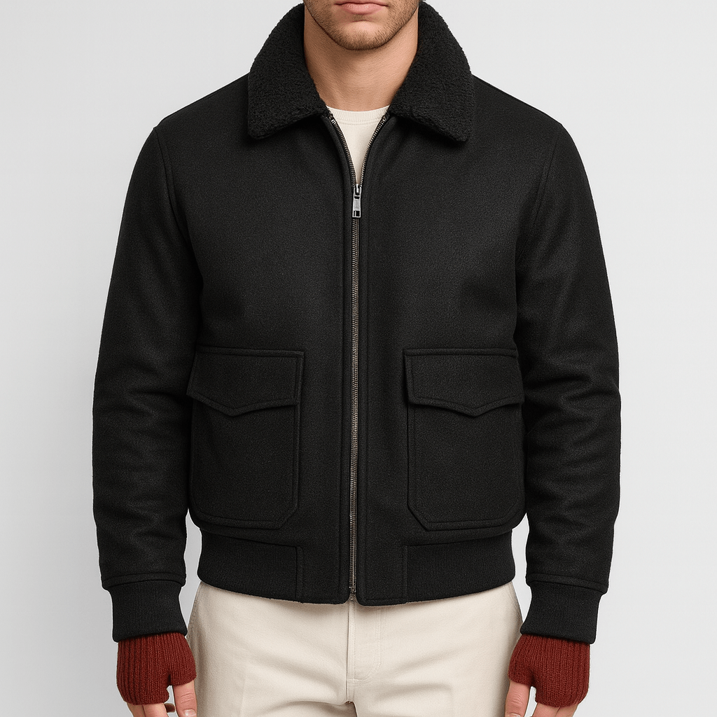 LUMINOVI | Shearling Bomber Jacket