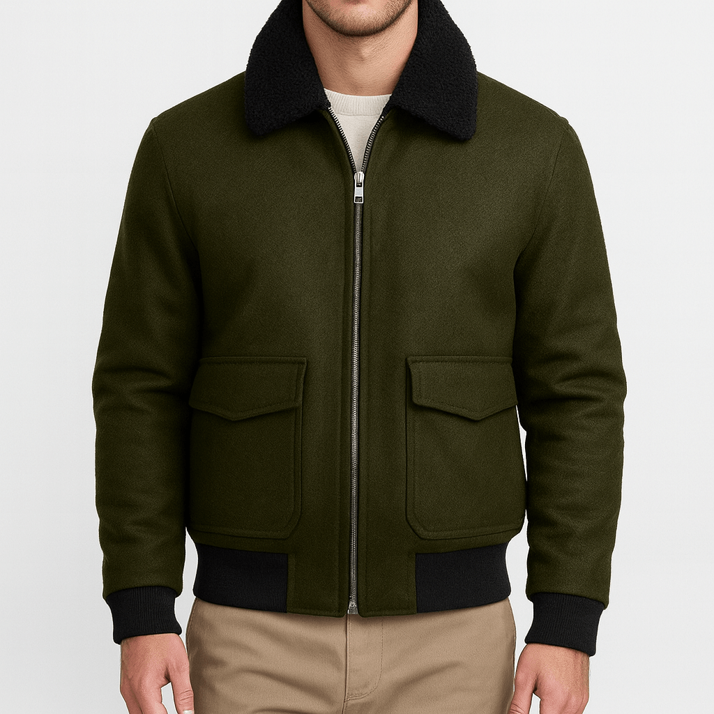 LUMINOVI | Shearling Bomber Jacket