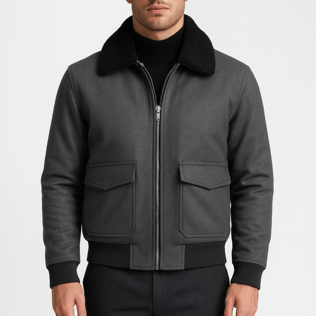 LUMINOVI | Shearling Bomber Jacket