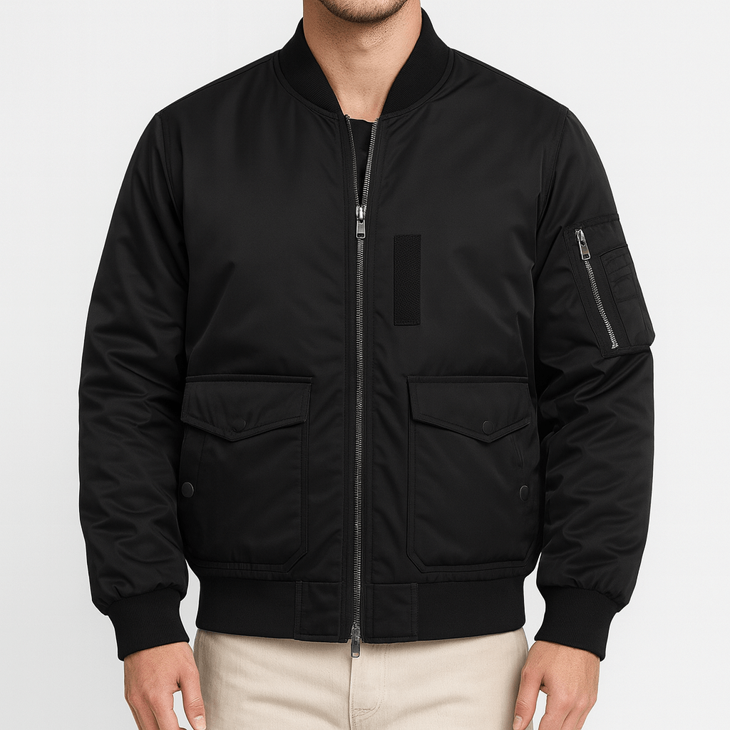 LUMINOVI | Quilted Bomber Jacket