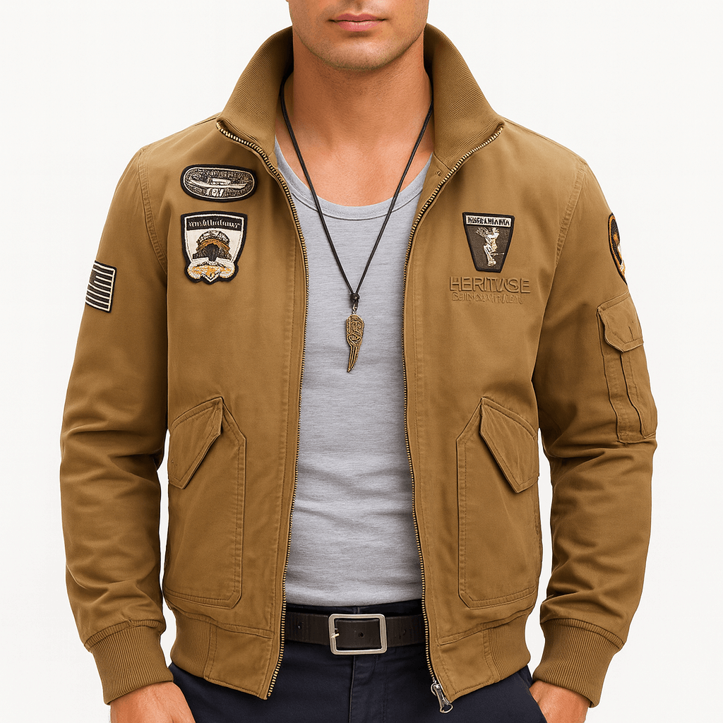 LUMINOVI | Patch Detail Bomber Jacket