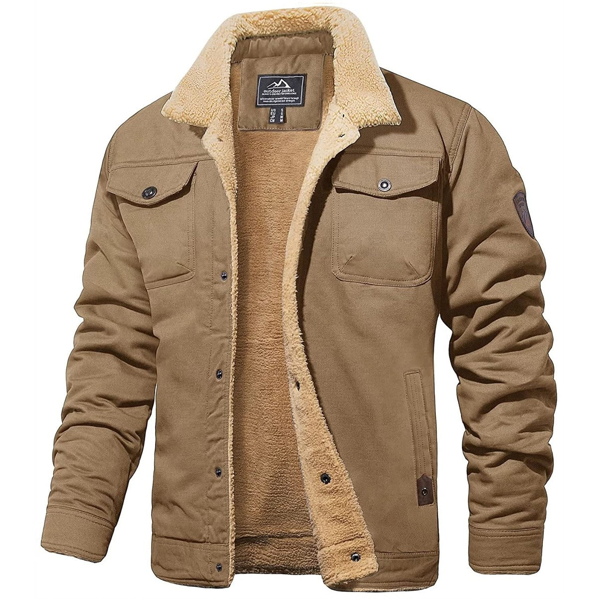 Men's Quilted Lined Jacket with Durable Shell and Multiple Pockets, Relaxed Fit
