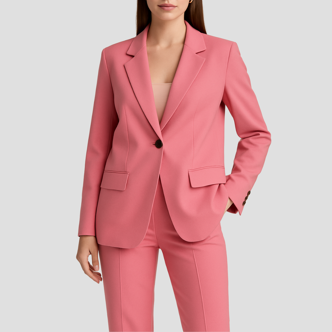 Women's Suit Set with Long Blazer and Matching Trousers