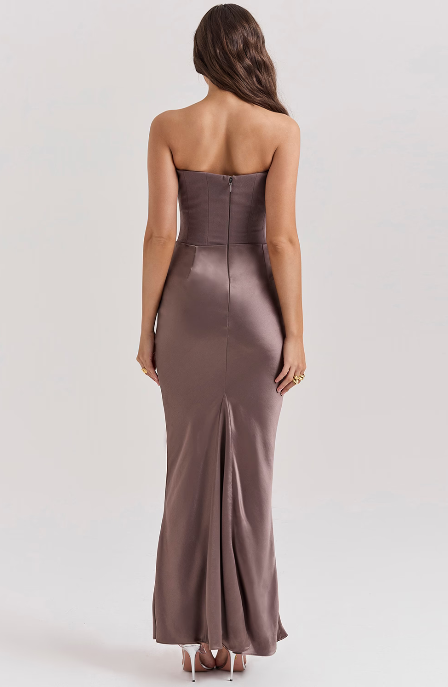 Strapless Corset Maxi Dress with Bodycon Silhouette and Floor-Length Design