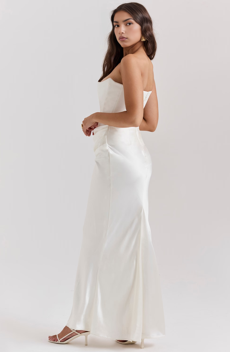 Strapless Corset Maxi Dress with Bodycon Silhouette and Floor-Length Design