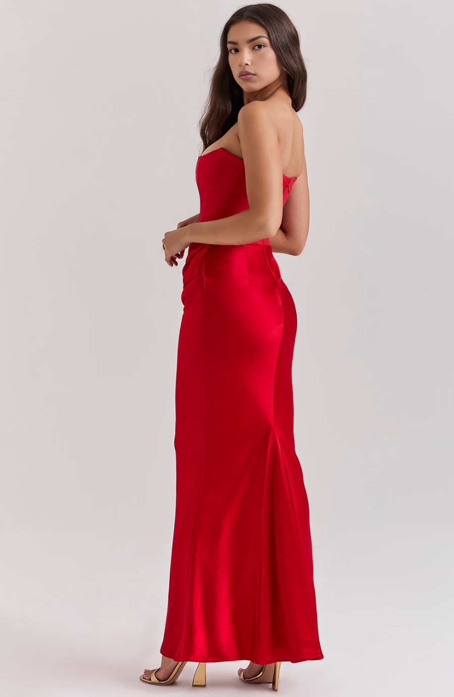 Strapless Corset Maxi Dress with Bodycon Silhouette and Floor-Length Design