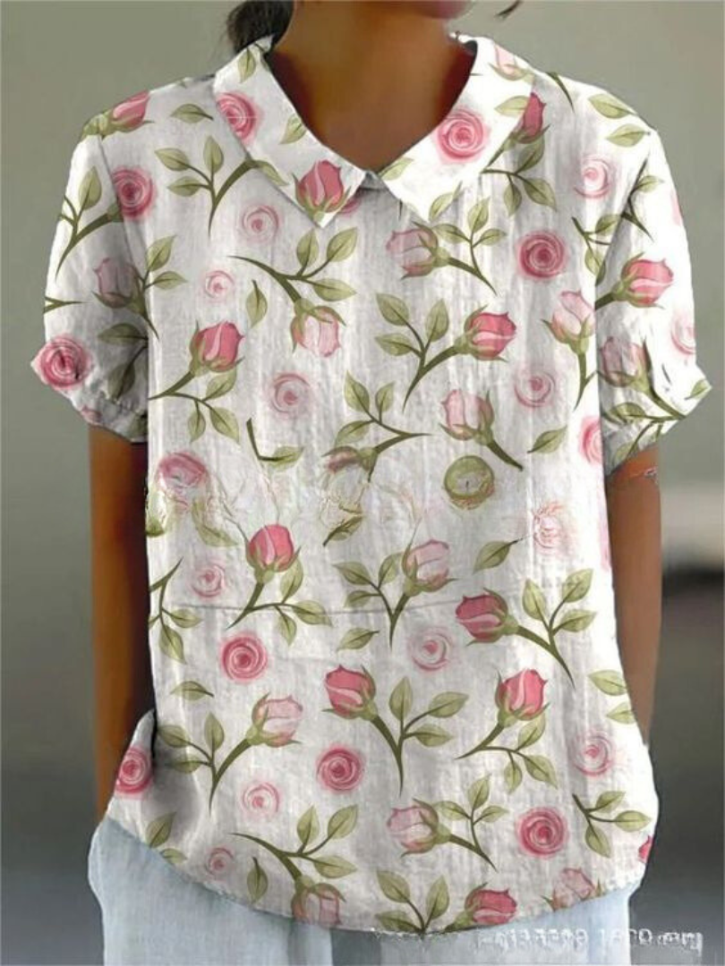 Floral Shirt with Lightweight Breathable Fabric and Relaxed Flattering Fit, Machine Washable