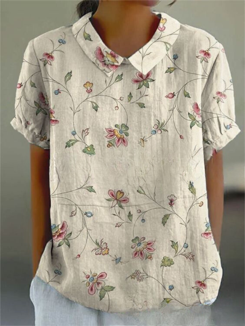 Floral Shirt with Lightweight Breathable Fabric and Relaxed Flattering Fit, Machine Washable