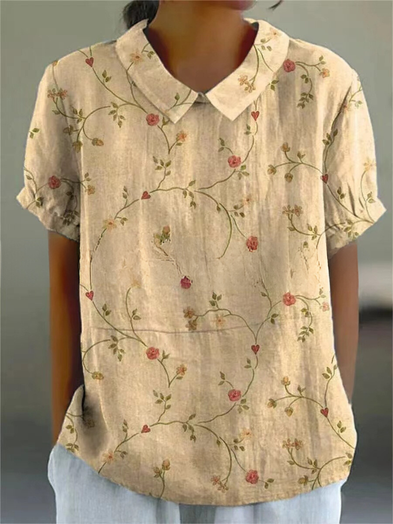 Floral Shirt with Lightweight Breathable Fabric and Relaxed Flattering Fit, Machine Washable
