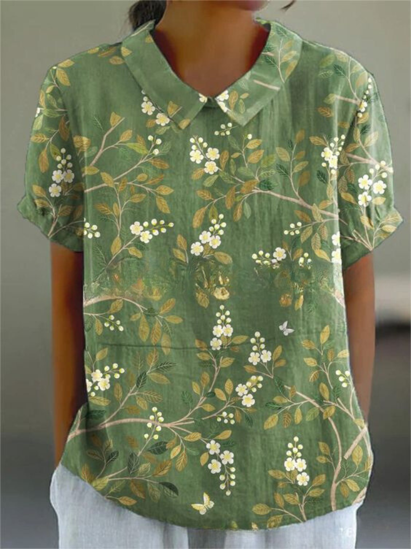 Floral Shirt with Lightweight Breathable Fabric and Relaxed Flattering Fit, Machine Washable