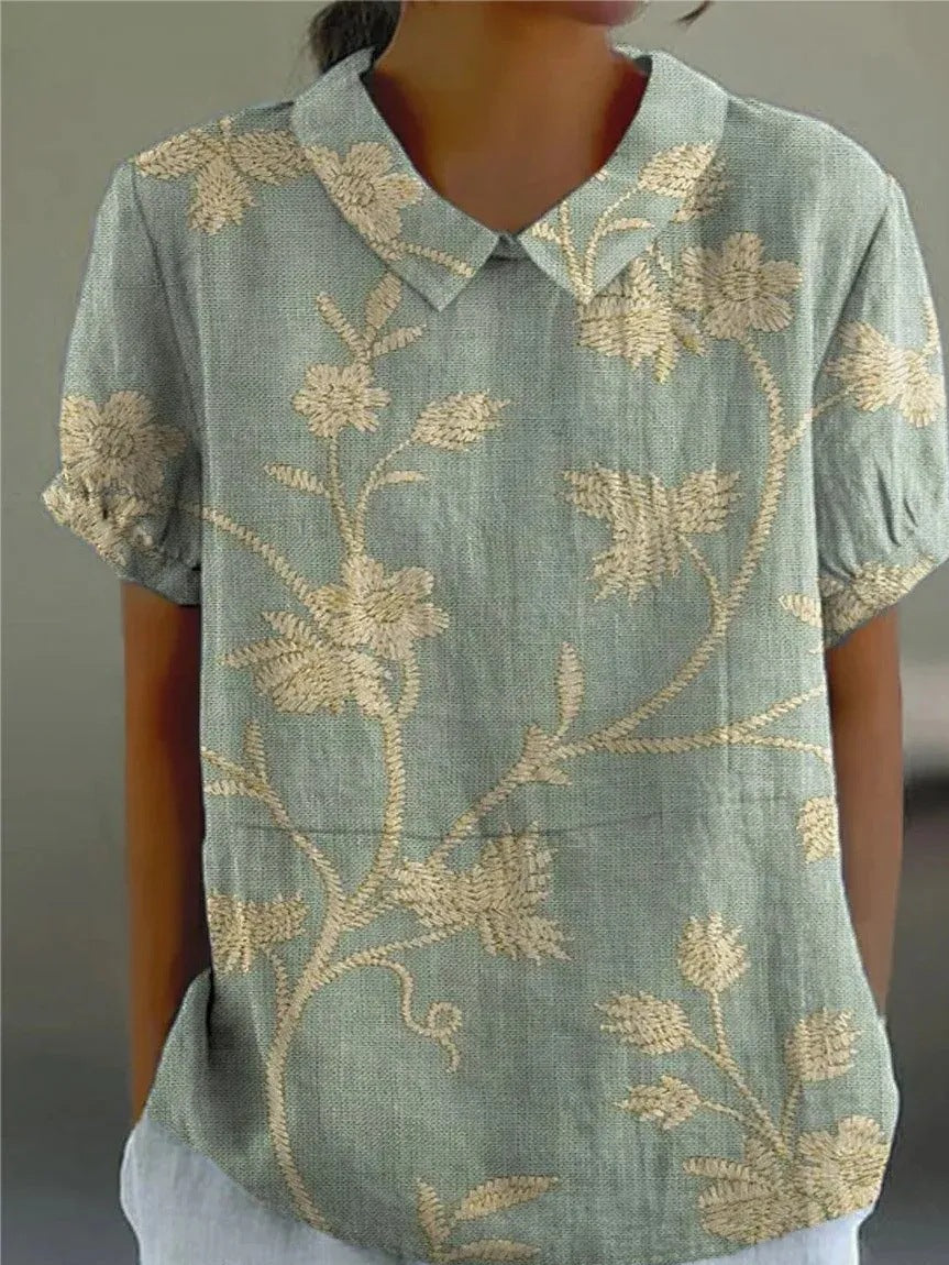 Floral Shirt with Lightweight Breathable Fabric and Relaxed Flattering Fit, Machine Washable