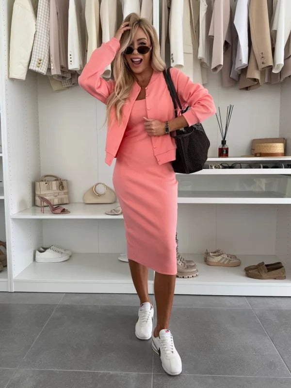 Two-Piece Dress and Top Set with Flowing Silhouette, Breathable Fabric