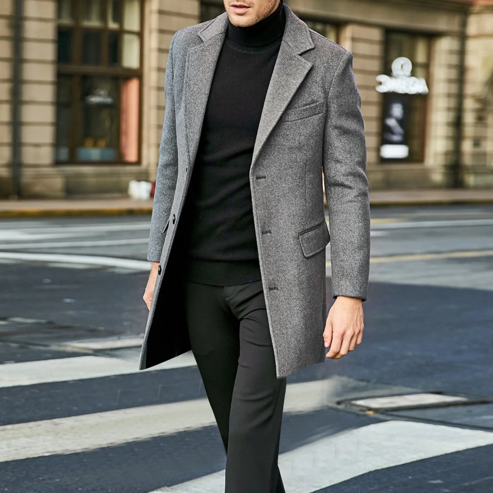 Keith | Men's Long Coat Single-Breasted Overcoat - Image 4