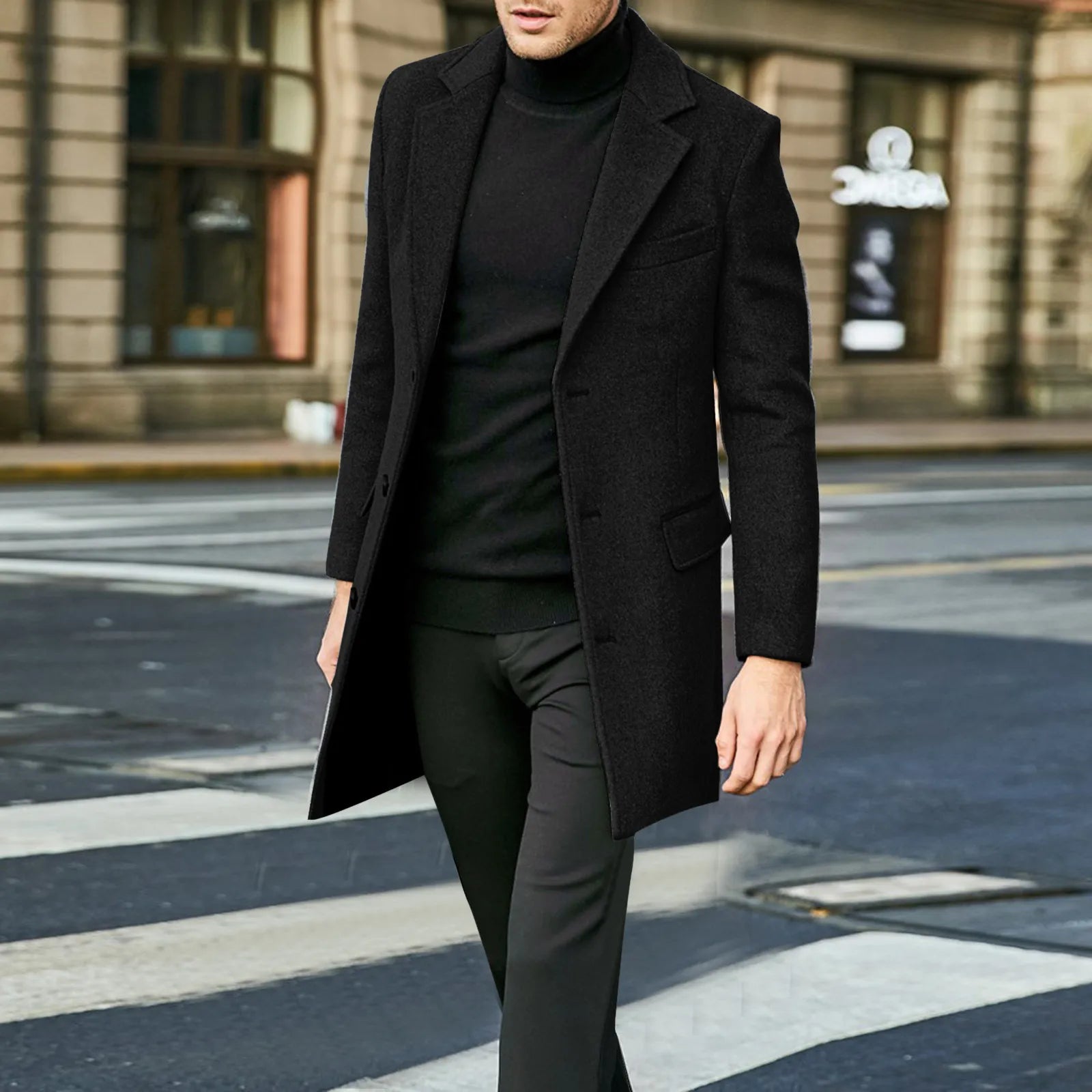 Keith | Men's Long Coat Single-Breasted Overcoat - Image 2