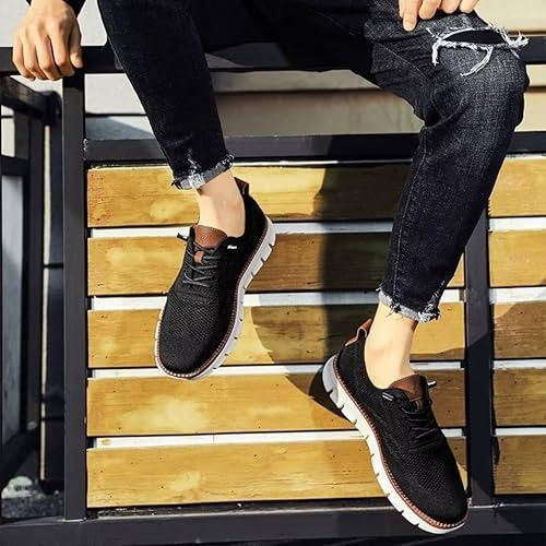Wide Toe Box Knit Shoes with Elastic Collar and Padded Heel, Moisture Wicking Sole