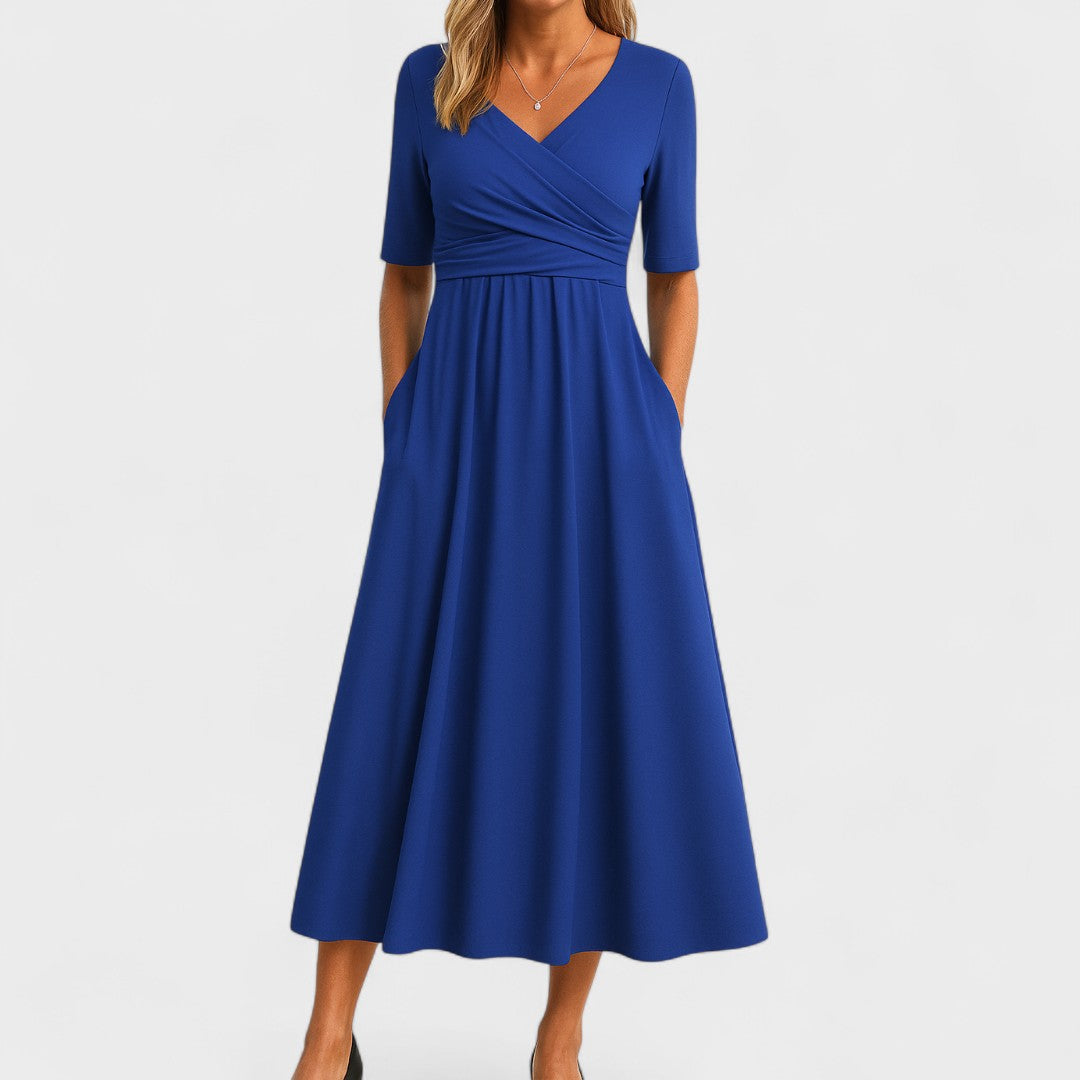 A-Line Midi Dress with Lightweight Fabric and Flattering Fit