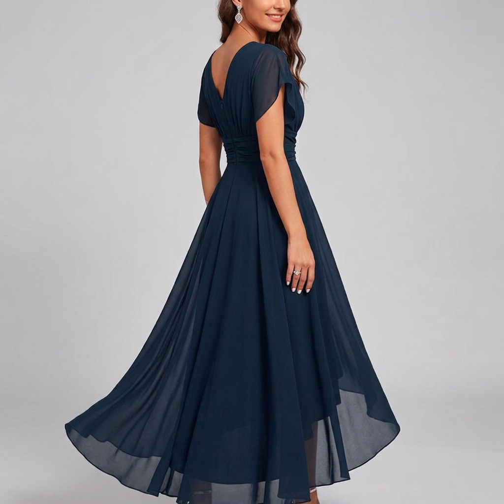 Women's V-Neck A-Line Mini Dress with Lightweight Fabric for Summer