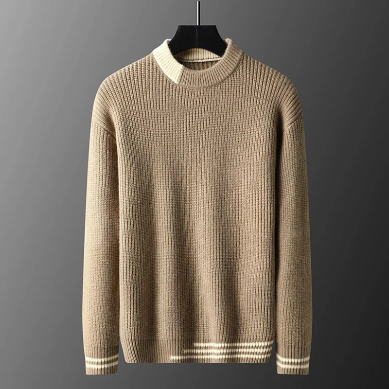 LUMINOVI | Ribbed Crew Neck Sweater-Sweater