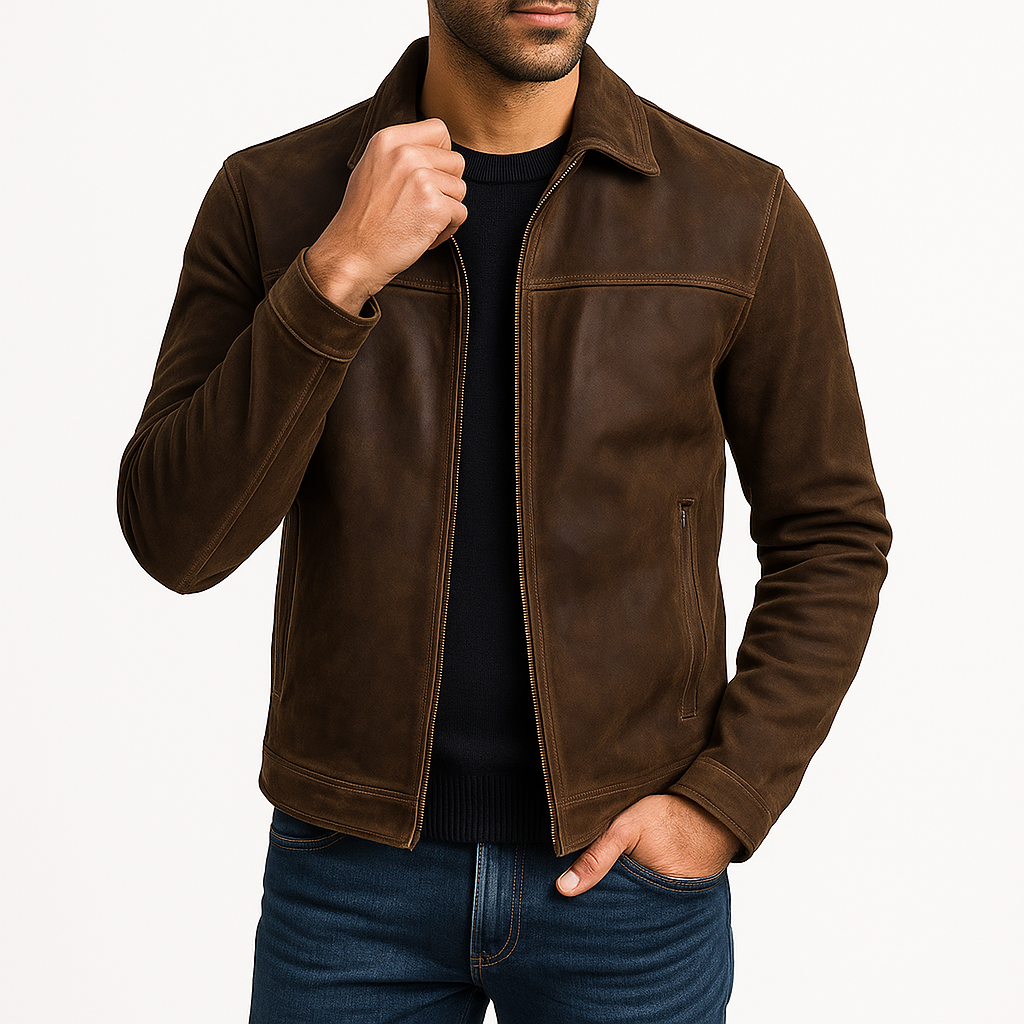 Luminovi | Classic Leather Zip Jacket