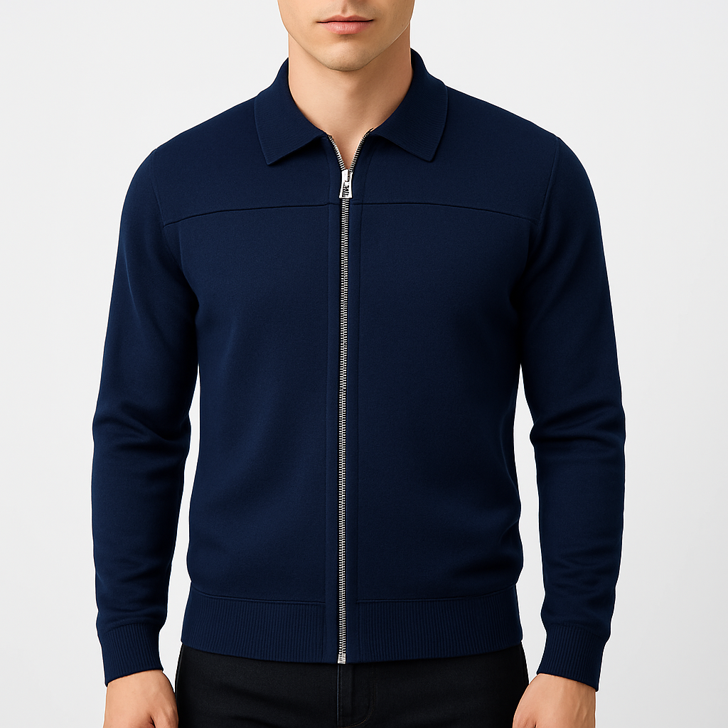 LUMINOVI | Cotton Zip Bomber Jacket