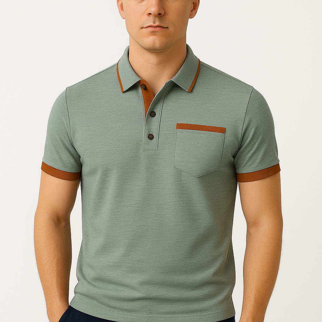LumiNovi | Colorblock Chest Pocket Polo Shirt