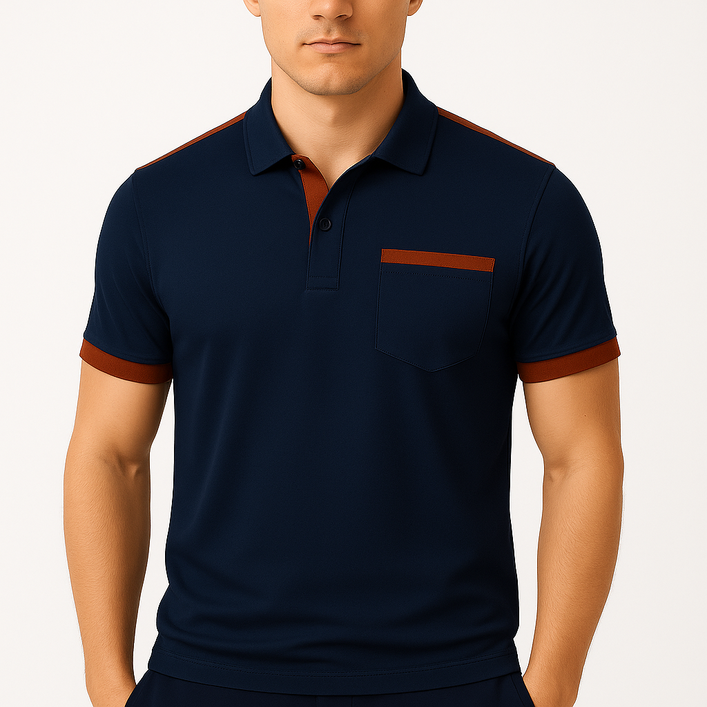 LumiNovi | Colorblock Chest Pocket Polo Shirt