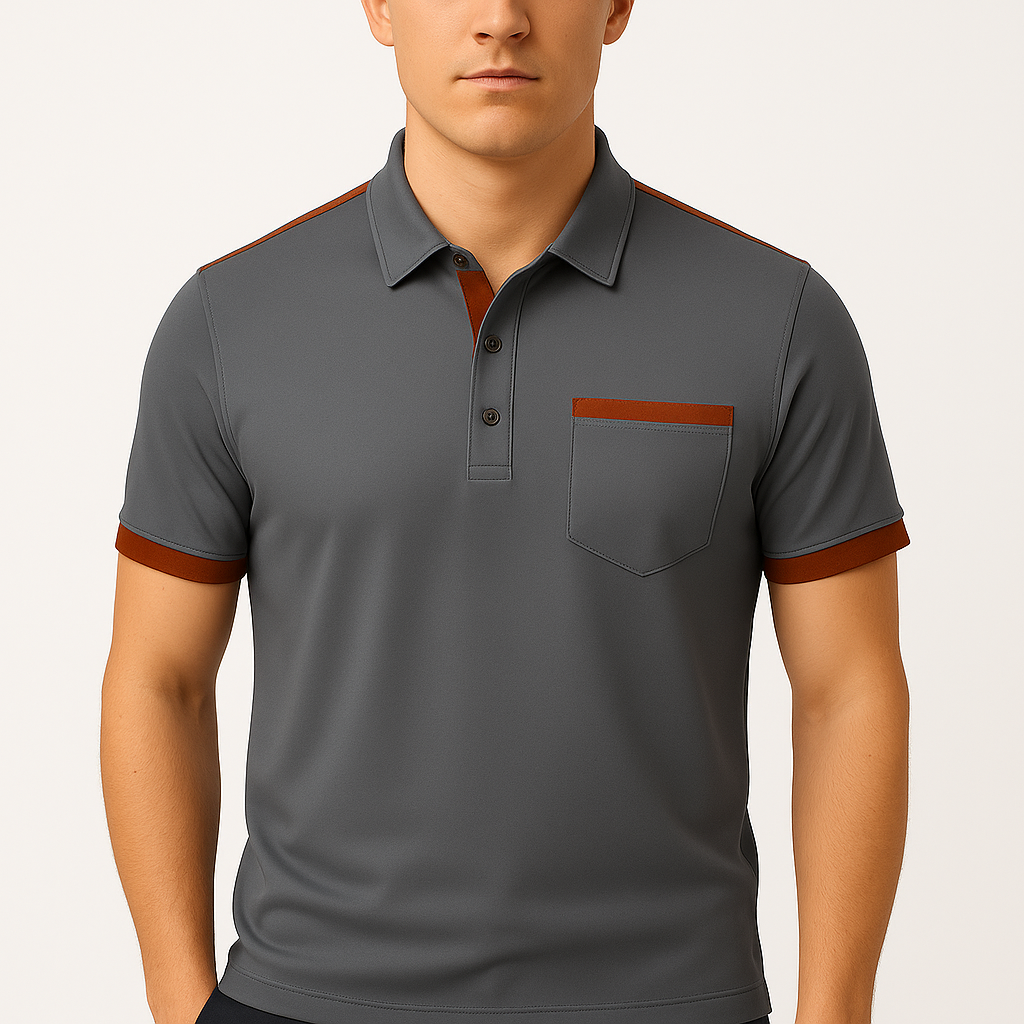 LumiNovi | Colorblock Chest Pocket Polo Shirt