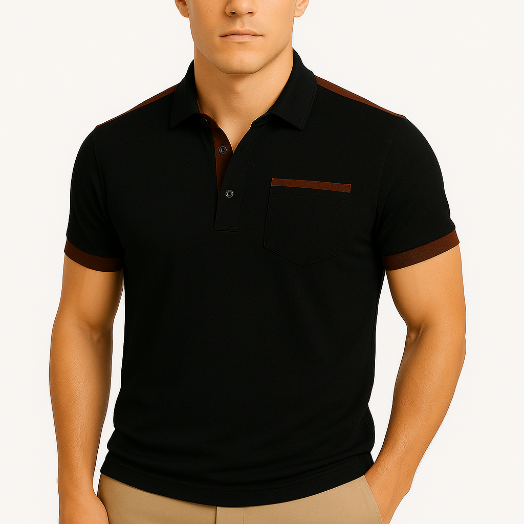 LumiNovi | Colorblock Chest Pocket Polo Shirt