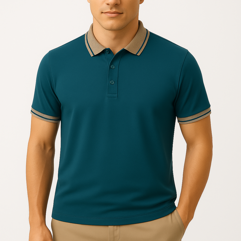 LumiNovi | Contrast Collar Polo Shirt