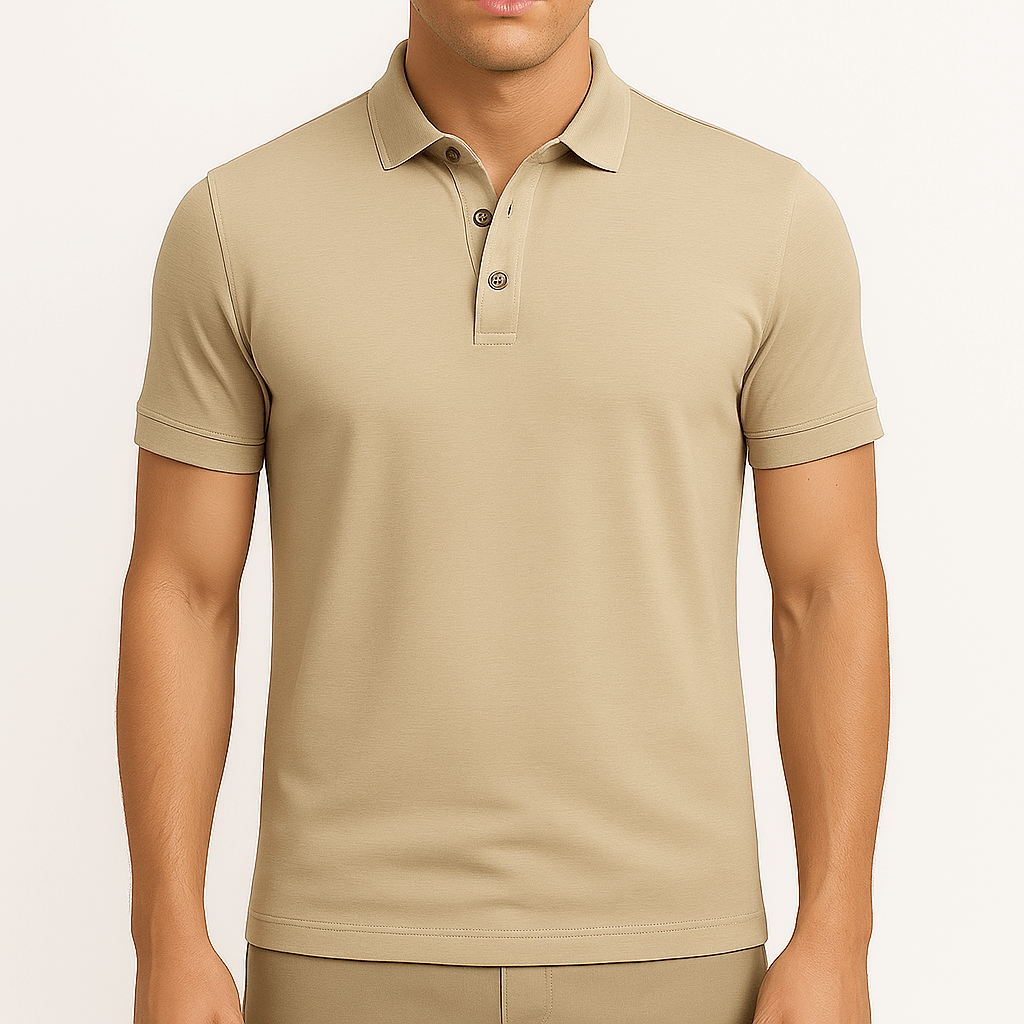 LumiNovi | Henley Neck Polo Shirt