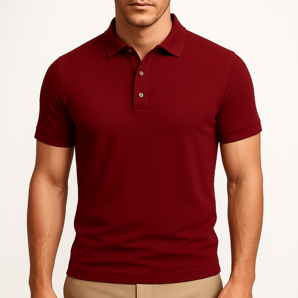 LumiNovi | Henley Neck Polo Shirt