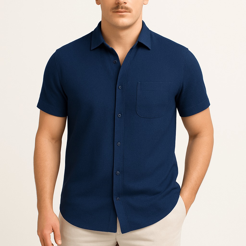 LumiNovi | Linen Lapel Polo Shirt