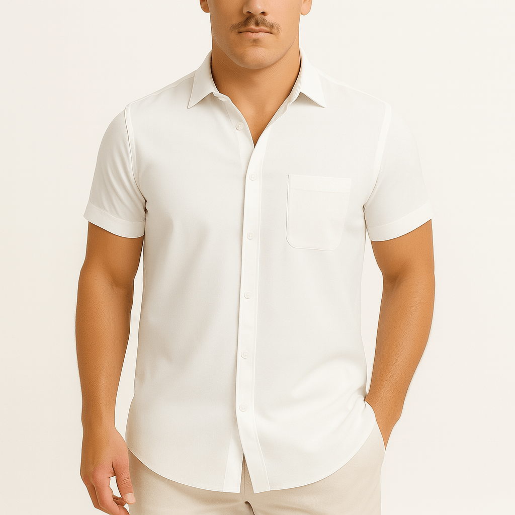 LumiNovi | Linen Lapel Polo Shirt