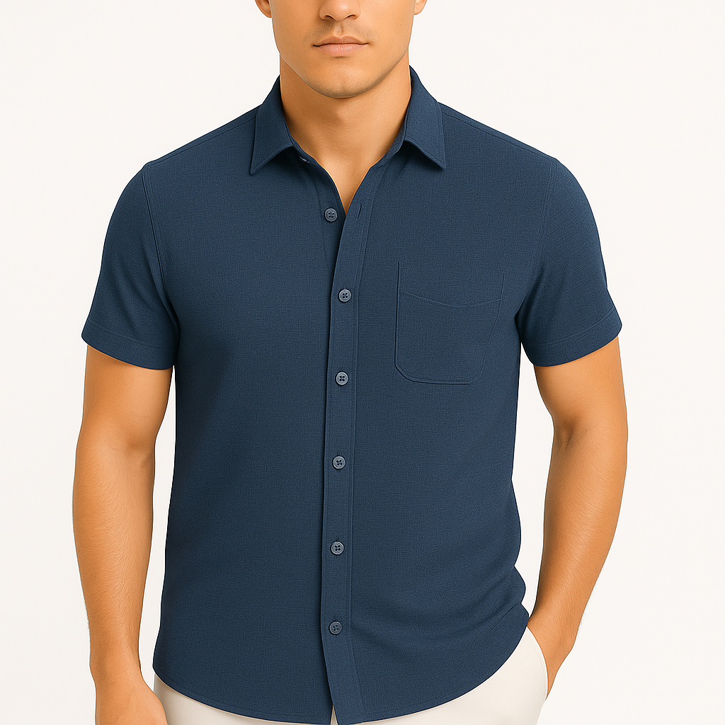 LumiNovi | Linen Lapel Polo Shirt