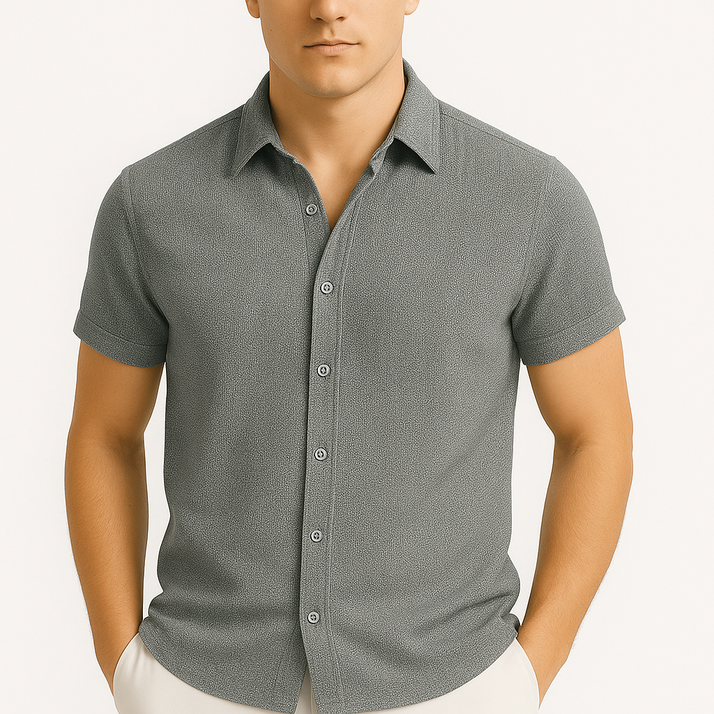 LumiNovi | Linen Lapel Polo Shirt