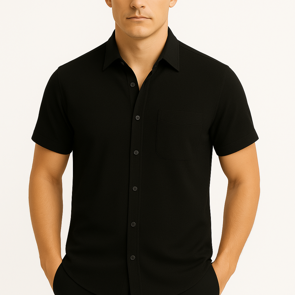 LumiNovi | Linen Lapel Polo Shirt