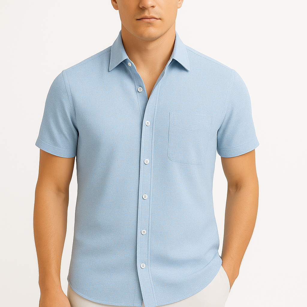 LumiNovi | Linen Lapel Polo Shirt