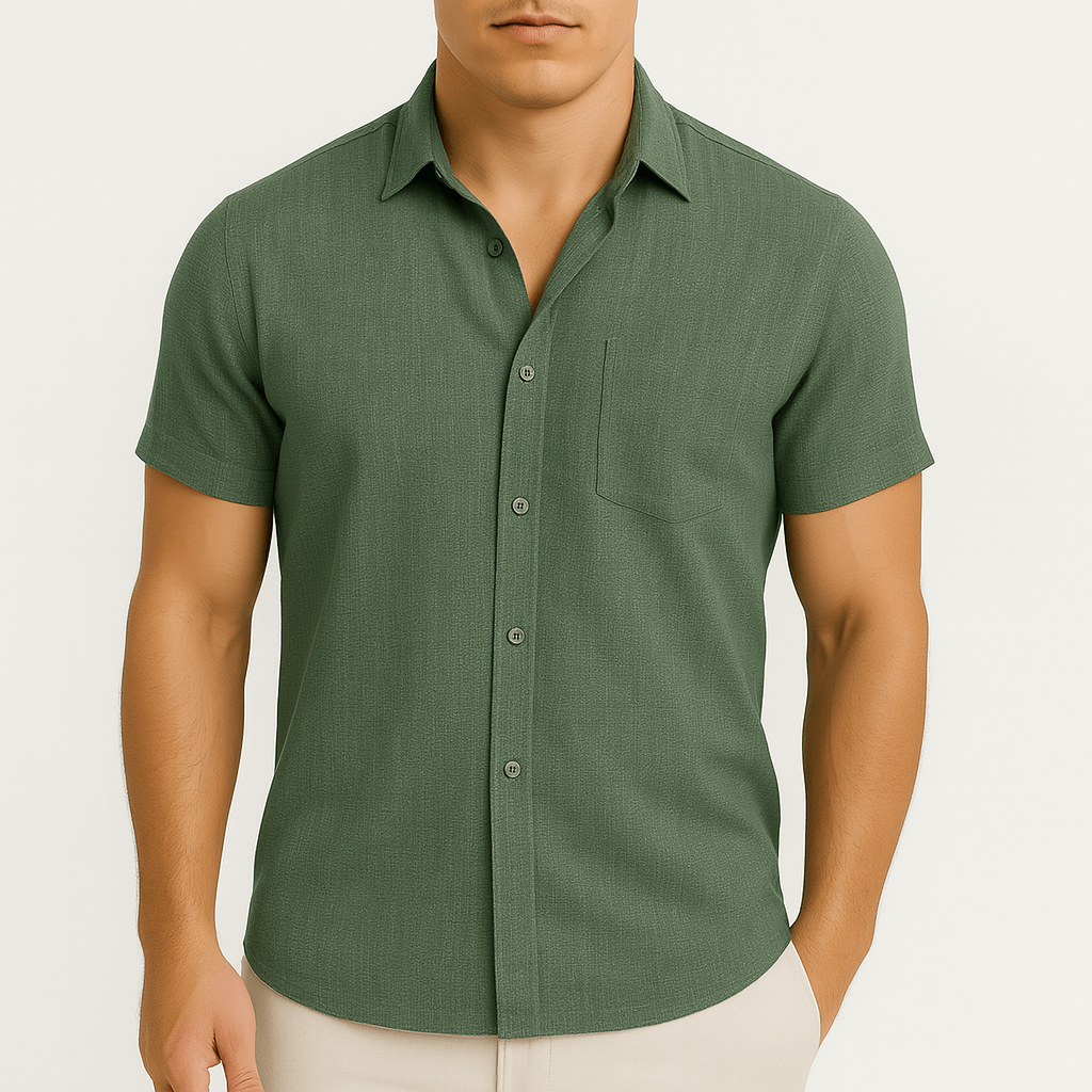 LumiNovi | Linen Lapel Polo Shirt