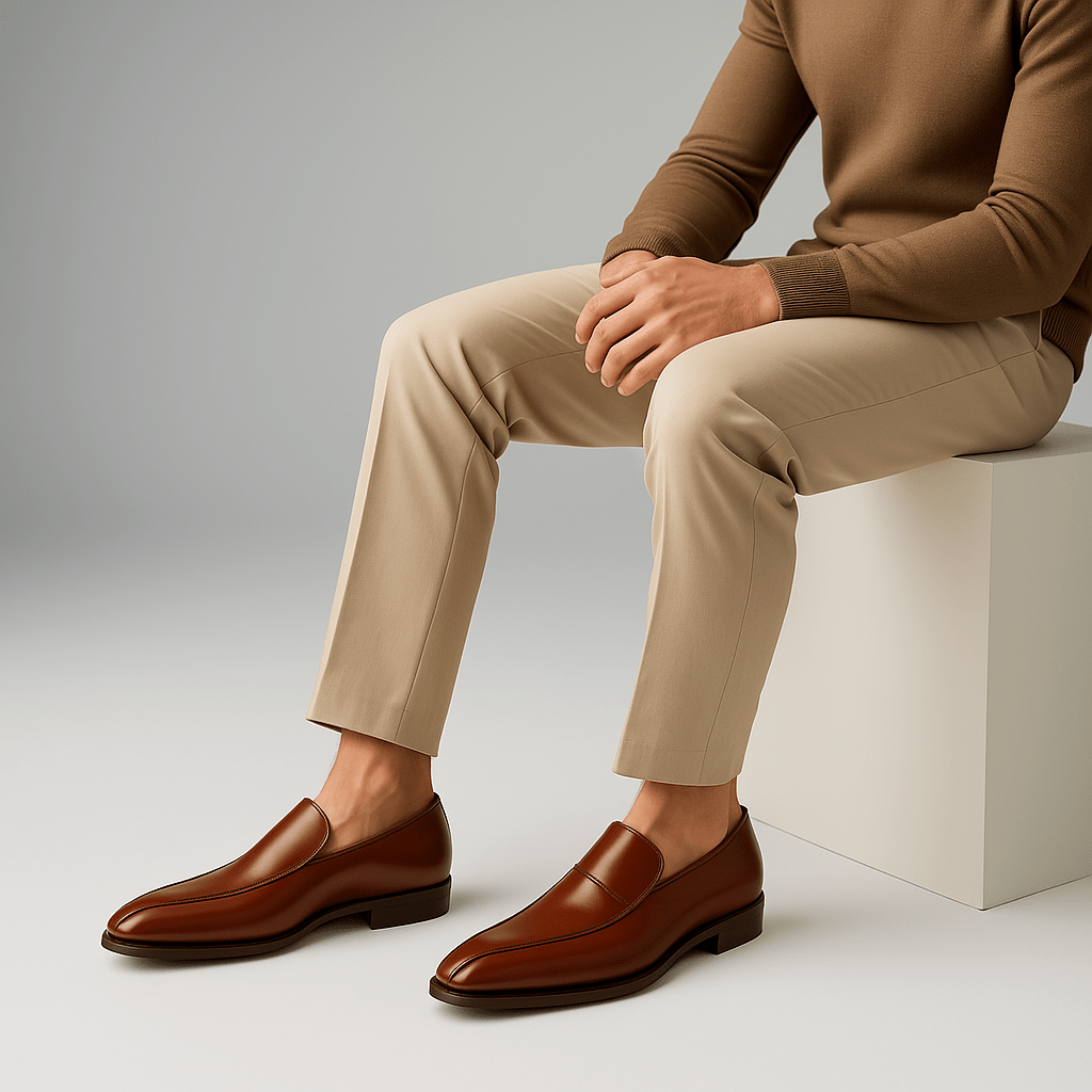 LumiNovi | Pointed Leather Loafers
