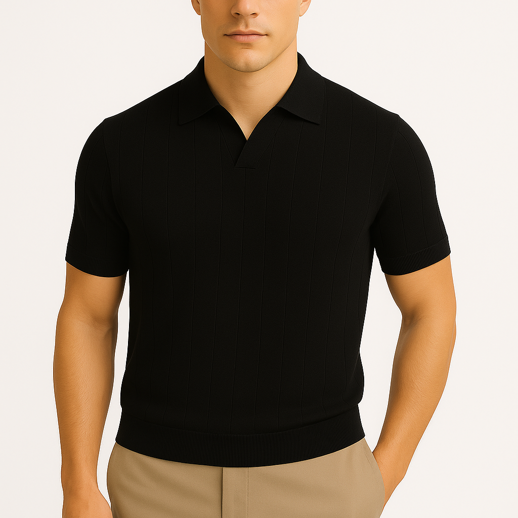 LumiNovi | Striped Cotton Polo Shirt