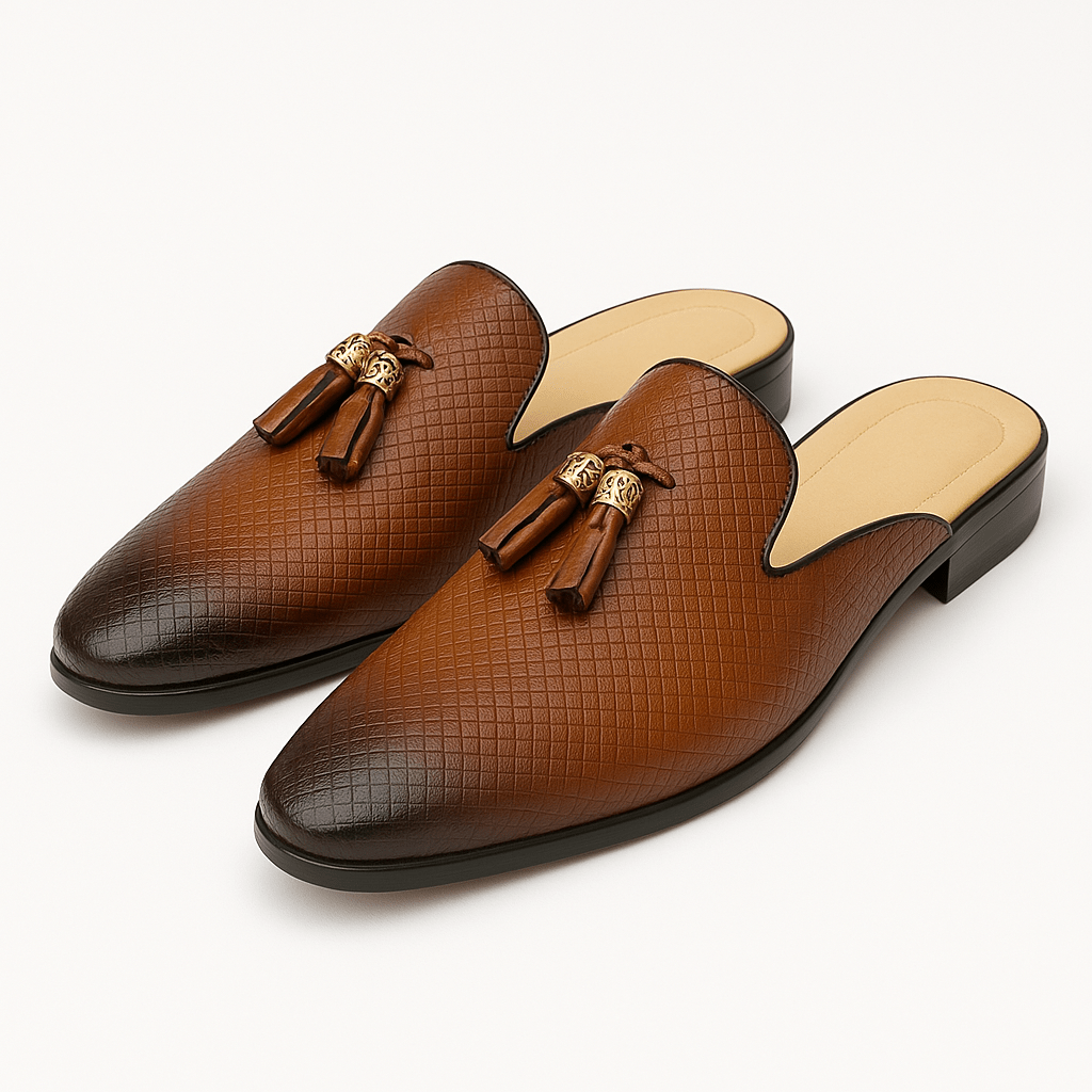 Luminovi | Backless Leather Tassel Loafers