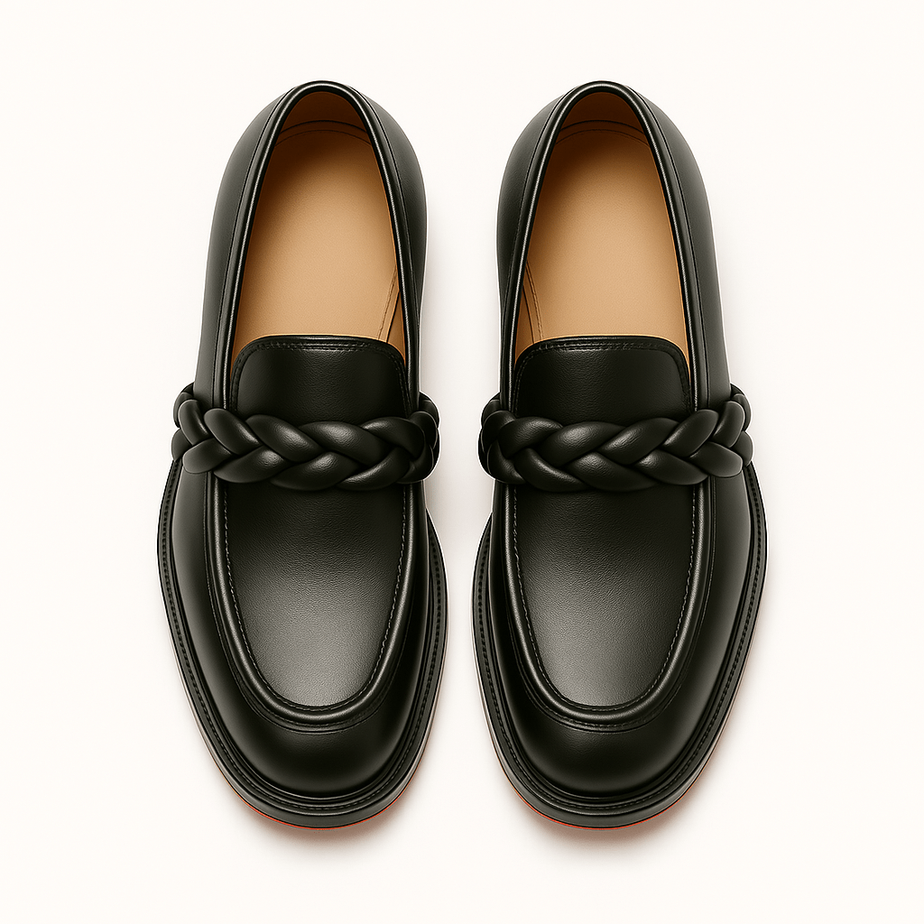 Luminovi | Braided Leather Penny Loafers