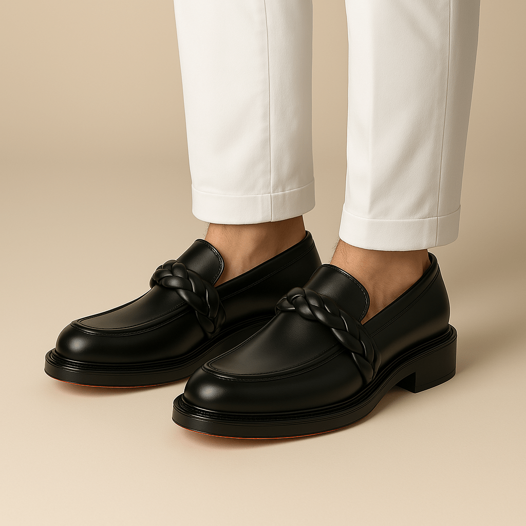 Luminovi | Braided Leather Penny Loafers