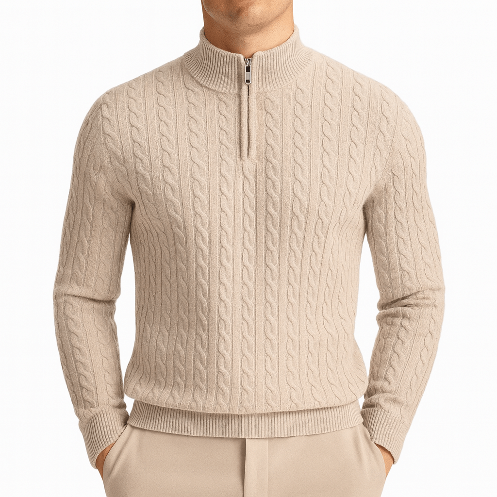 Luminovi | Cable Knit High Neck Sweater