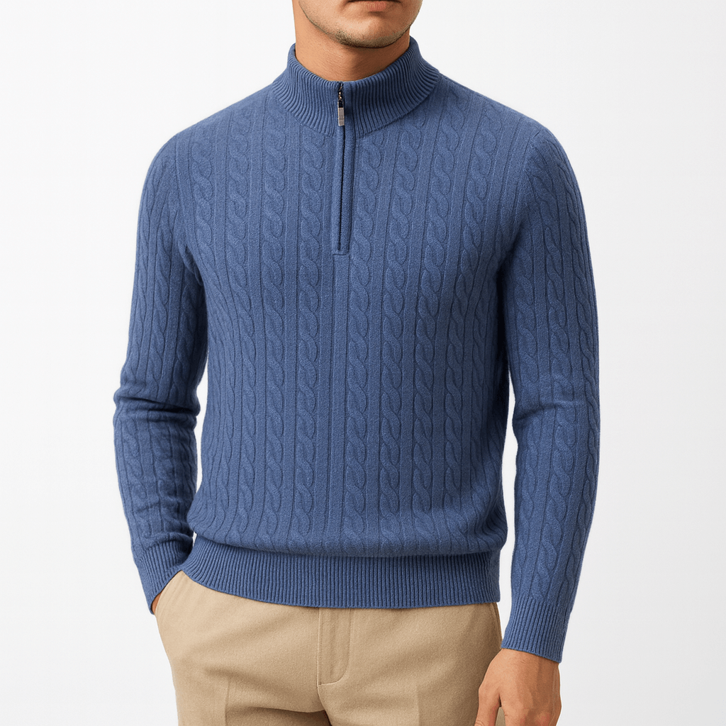 Luminovi | Cable Knit High Neck Sweater