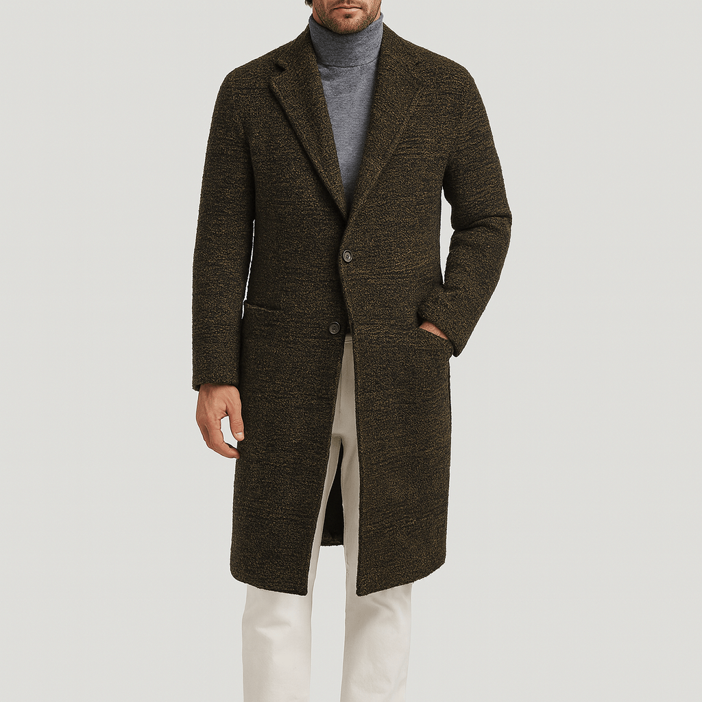 Luminovi | Checked Wool Blend Tailored Overcoat-Overcoats
