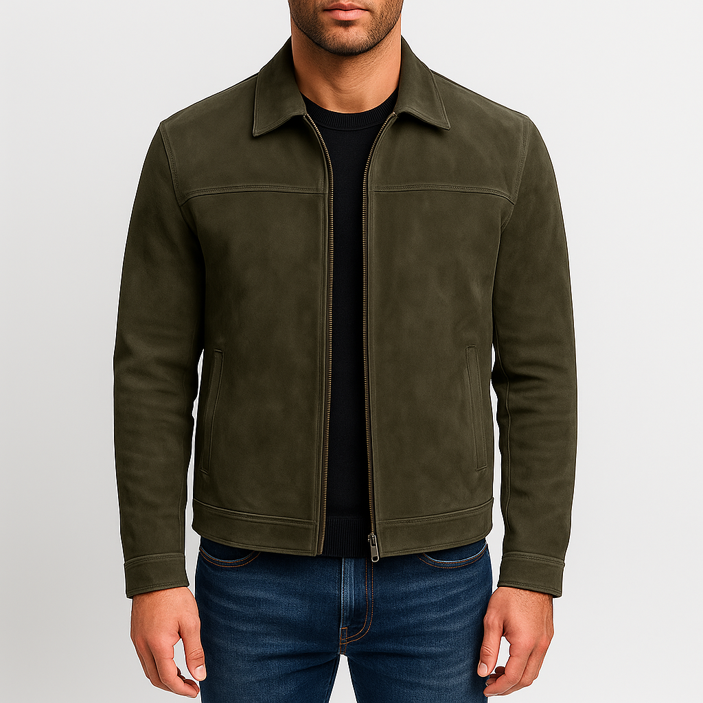Luminovi | Classic Leather Zip Jacket-Jacket