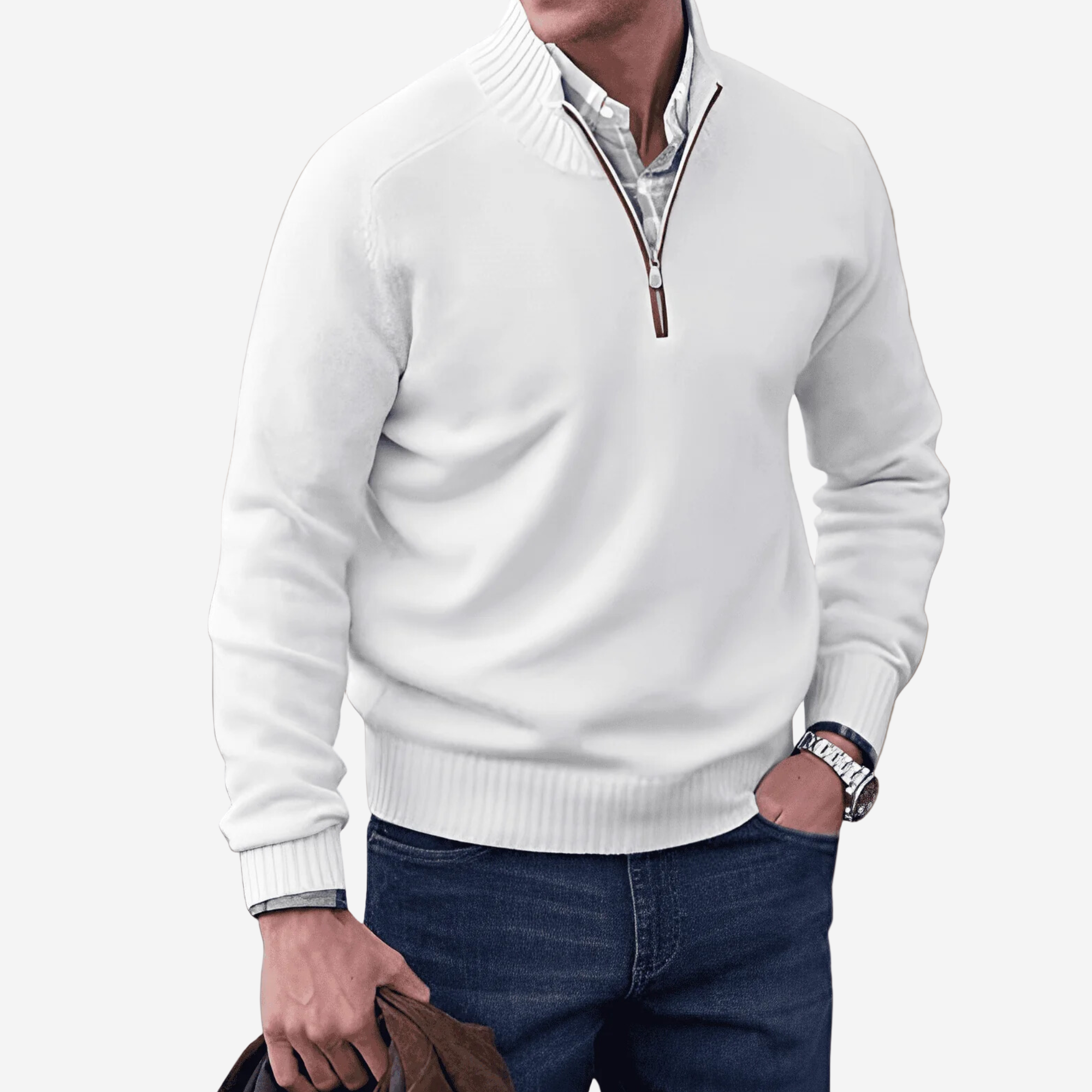 Luminovi | Classic Quarter Zip Sweater-Sweater
