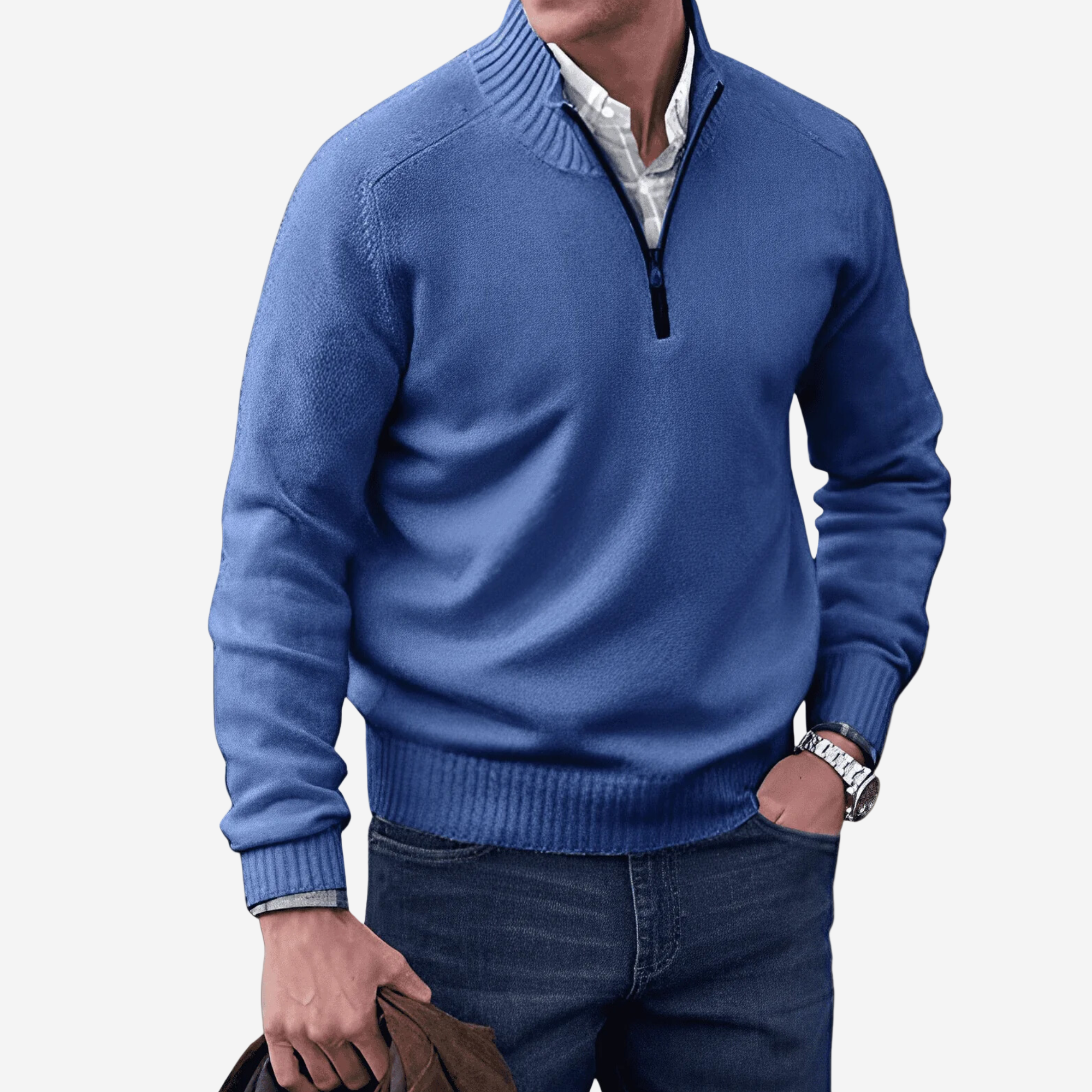 Luminovi | Classic Quarter Zip Sweater-Sweater