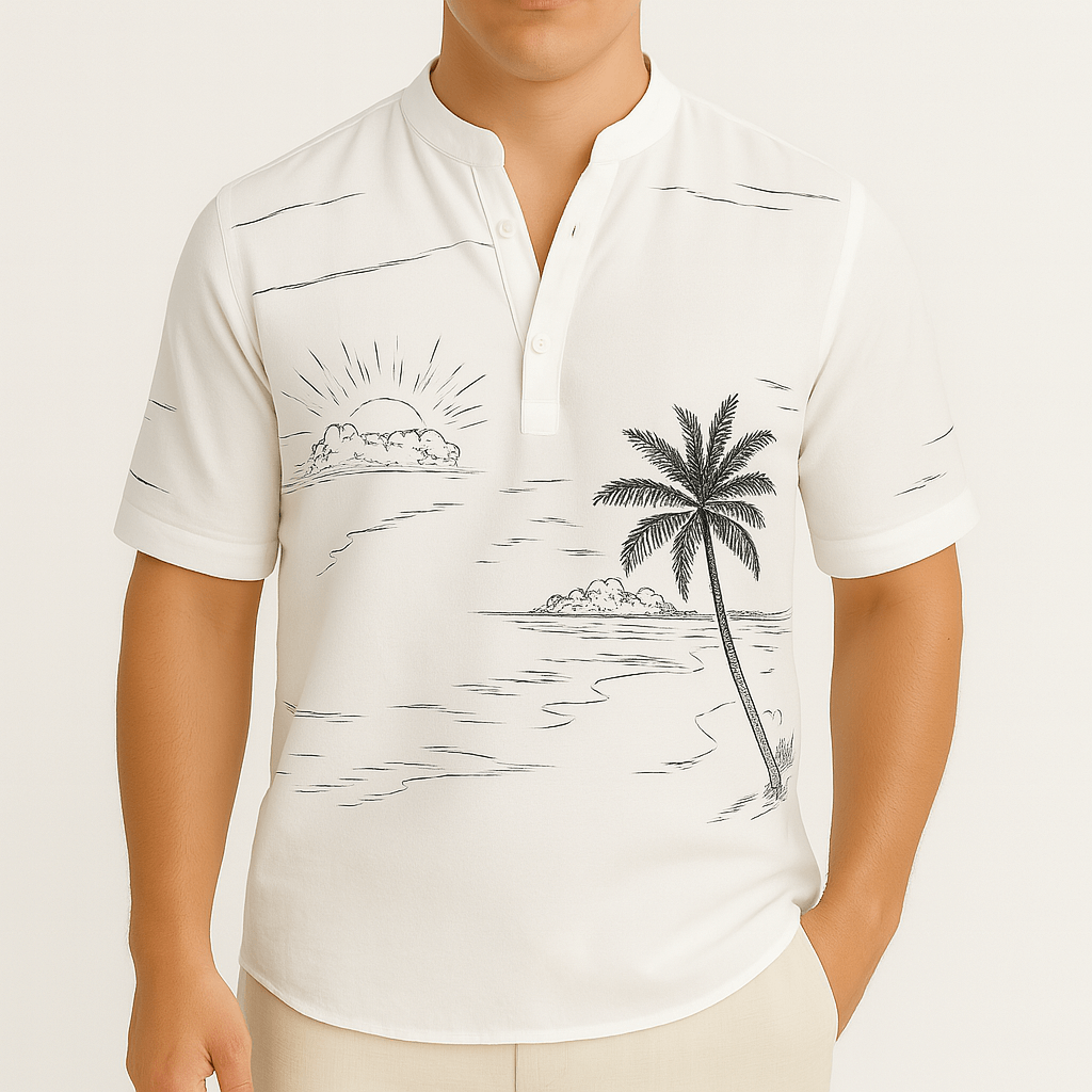 Luminovi | Cotton Linen Henley Shirt